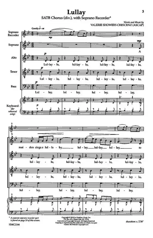 Valerie J. Crescenz Lullay (Arr. Valerie J. Crescenz) Gemischter Chor mit Begleitung