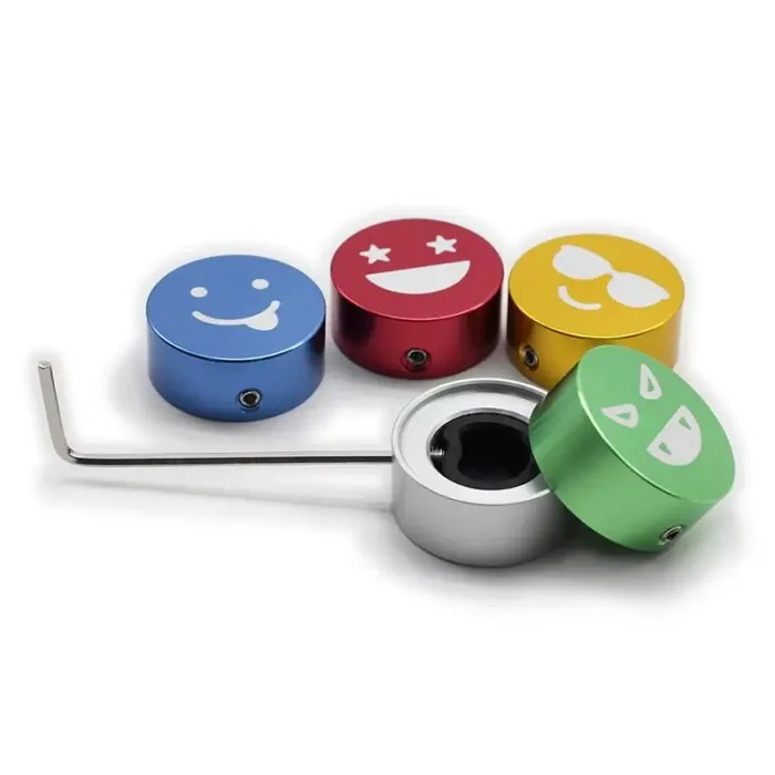 Valeton aluminum alloy footswitch caps with set screw, set of 5