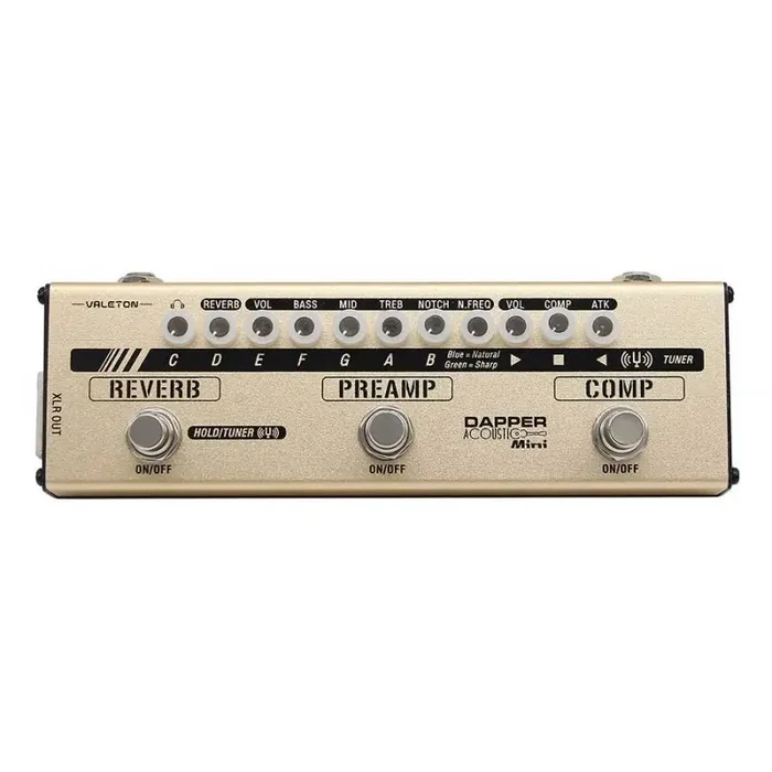 Valeton effect strip DAPPER ACOUSTIC MINI with tuner + compressor + preamp + reverb, with cab simulation