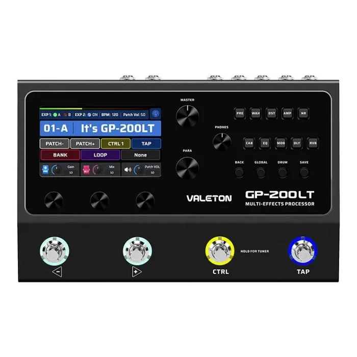 Valeton multi-effects processor with IR + amp/cab simulation + effects + looper + audio interface, 9V PSU