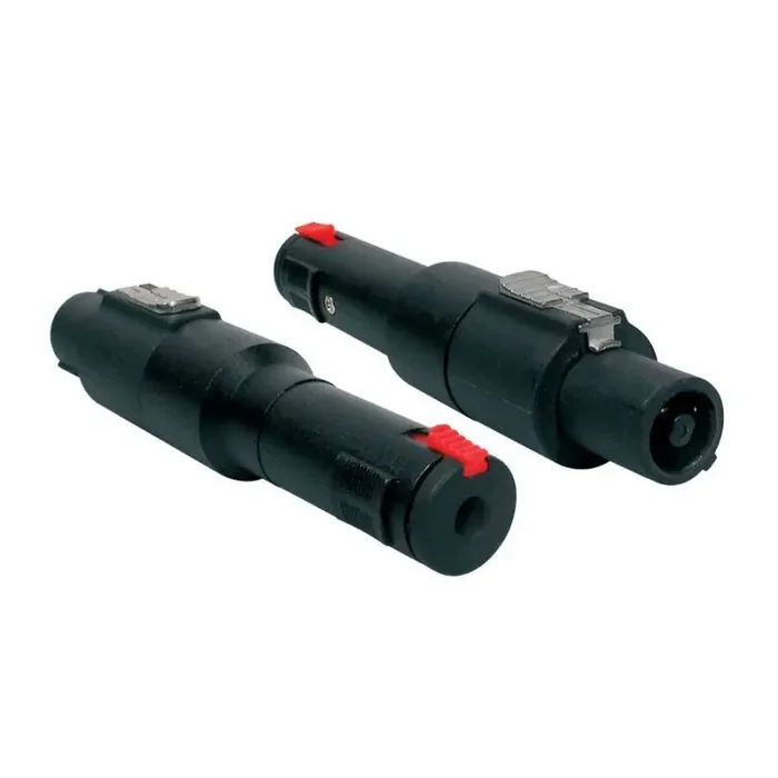 Verloop plug, speaker 4-polig female zwart metaal, 6,3mm jack female st.+lock