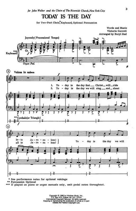 Victoria Garrett Today Is The Day (Arr. Buryl Red) Gemischter Chor mit Klavier/Orgel