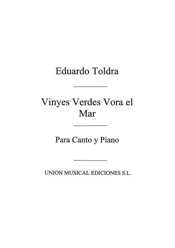 Vinyes Verdes Vora El Mar for Voice and Piano Gesang mit Klavier