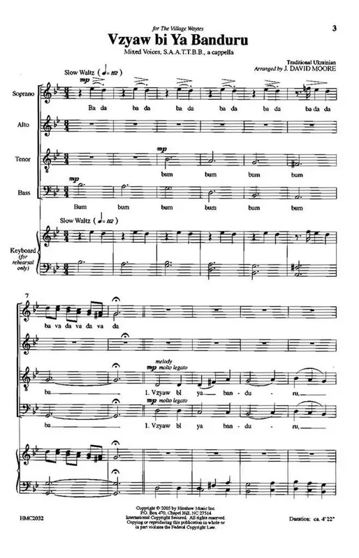 Vzyawbi Ya Banduru (Arr. J David Moore) Gemischter Chor A cappella