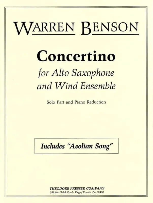 Warren Benson Concertino Altsaxophon mit Begleitung