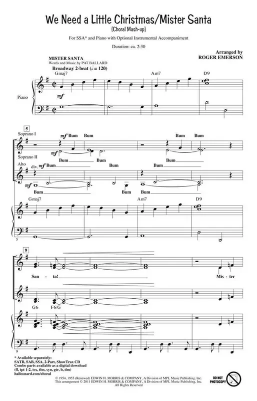 We Need a Little Christmas/Mister Santa (Arr. Roger Emerson) Frauenchor mit Begleitung