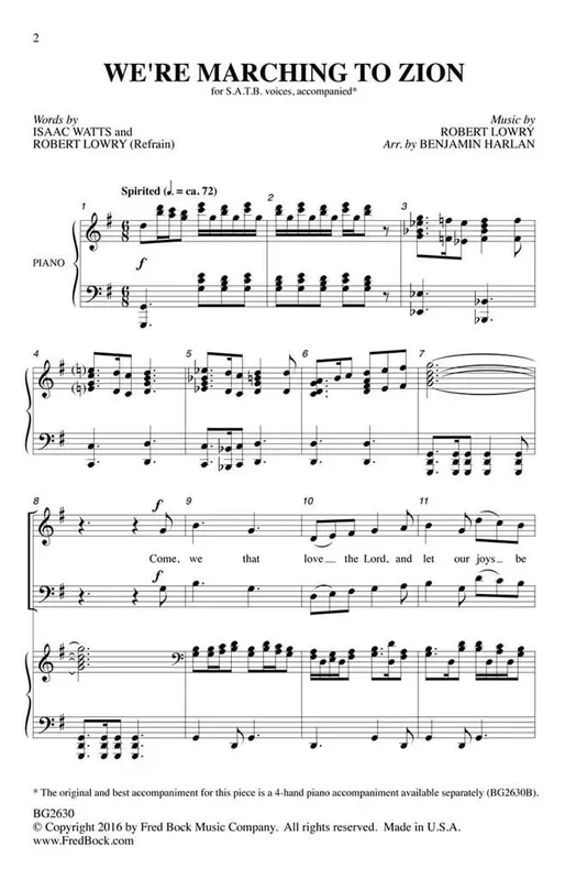 We‘re Marching to Zion (Arr. Benjamin Harlan) Gemischter Chor mit Begleitung