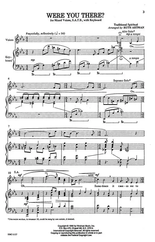 Were You There? (Arr. Ruth Artman) Gemischter Chor mit Klavier/Orgel