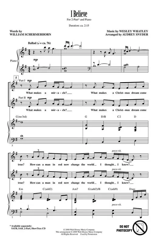 Wesley Whatley I Believe (Arr. Audrey Snyder) Frauenchor mit Begleitung