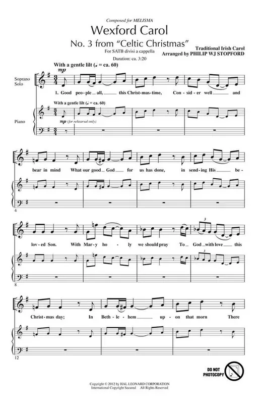 Wexford Carol (Arr. Philip W. J. Stopford) Gemischter Chor A cappella