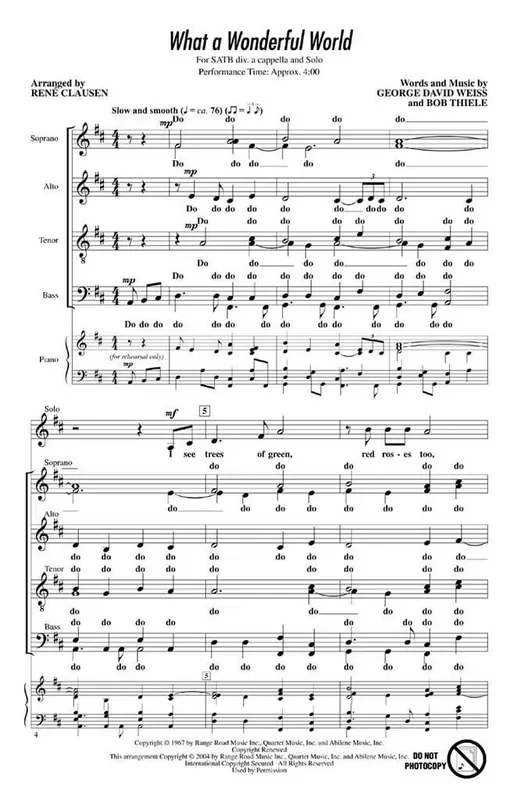 What a wonderful world (Arr. René Clausen) Gemischter Chor mit Klavier/Orgel