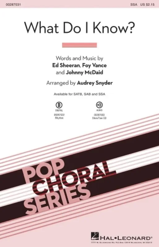 What Do I Know? (Arr. Audrey Snyder) Frauenchor mit Begleitung