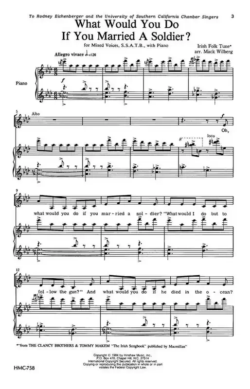 What Would You Do If You Married A Soldier? (Arr. Mack Wilberg) Gemischter Chor mit Klavier/Orgel