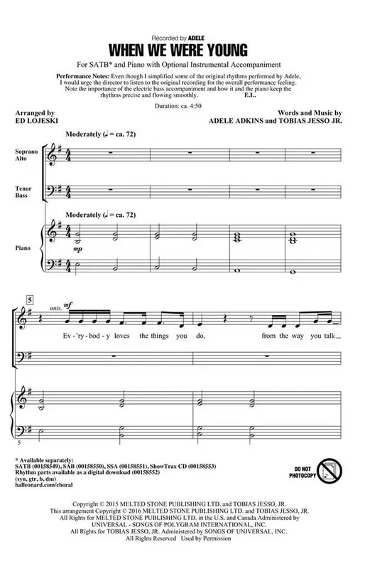 When We Were Young (Arr. Ed Lojeski) Gemischter Chor mit Begleitung
