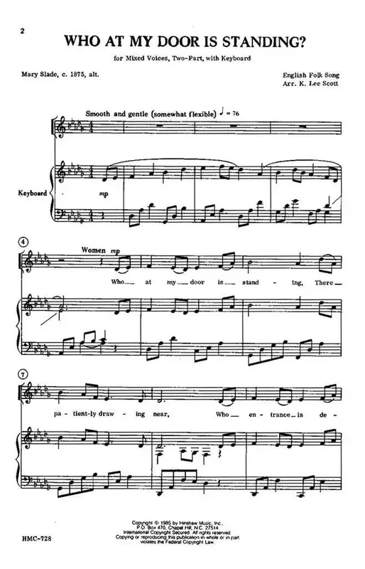 Who At My Door Is Standing? (Arr. K. Lee Scott) Frauenchor mit Klavier/Orgel