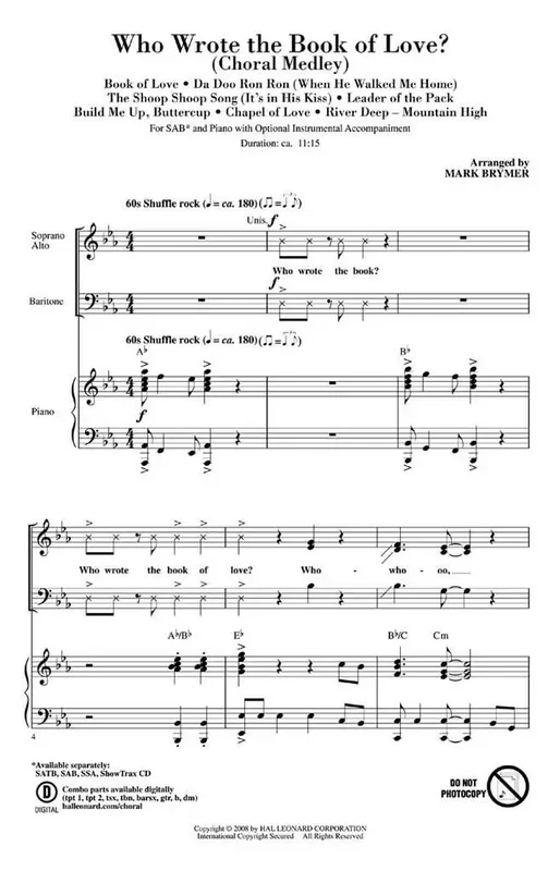 Who Wrote the Book of Love? (Arr. Mark Brymer) Gemischter Chor mit Begleitung
