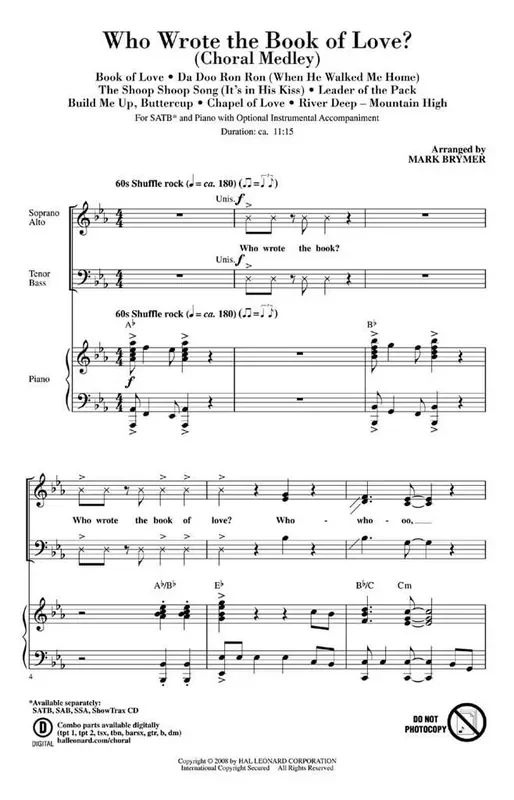 Who Wrote the Book of Love? (Arr. Mark Brymer) Gemischter Chor mit Begleitung