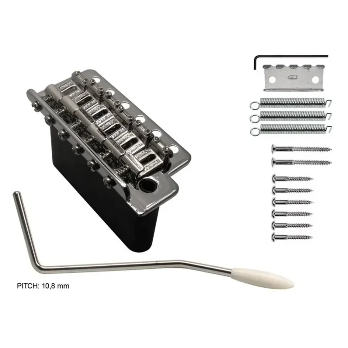 Wilkinson tremolo, pitch 10,8mm, chrome, with screws, solid steel block