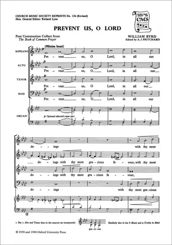 William Byrd Prevent us, O Lord Gemischter Chor mit Begleitung