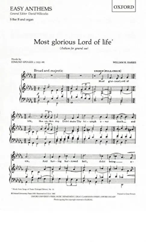 William H. Harris Most Glorious Lord Of Life Gemischter Chor mit Begleitung