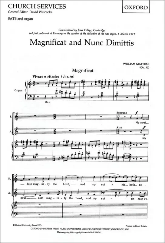 William Mathias Magnificat And Nunc Dimittis Op.53 Gemischter Chor mit Begleitung