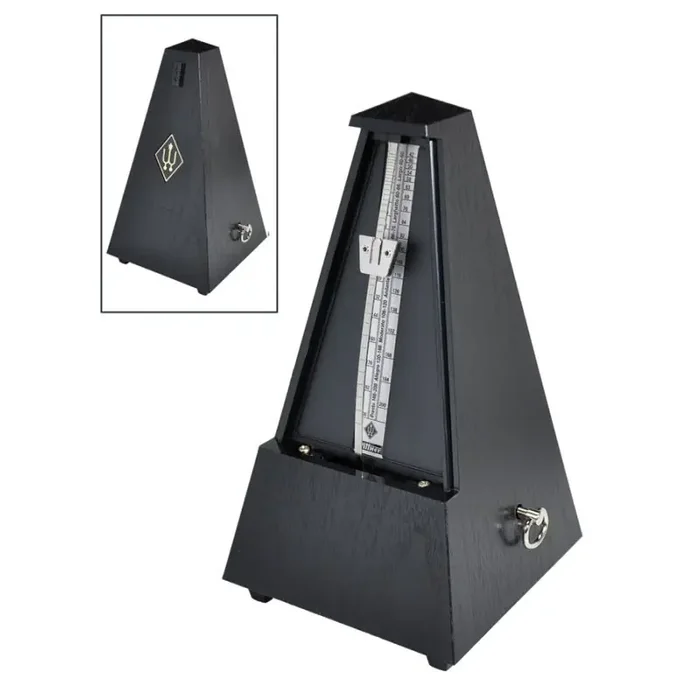 Wittner Maelzel metronome, pyramid shaped, plastic casing, with bell, satin black