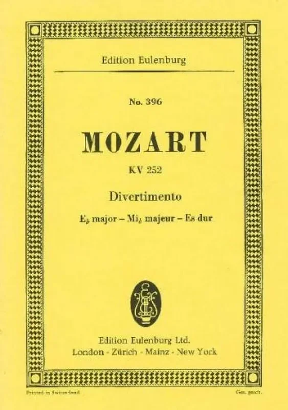 Wolfgang Amadeus Mozart Divertimento No. 12 E flat major KV 252 Kammerensemble