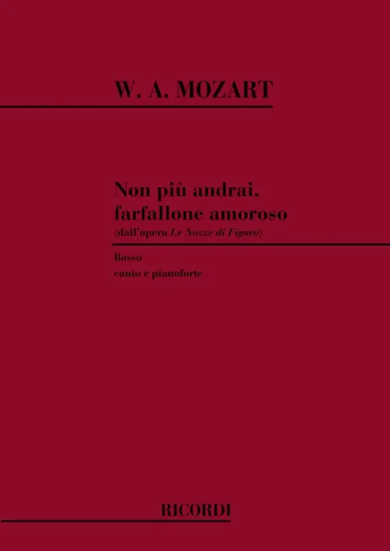 Wolfgang Amadeus Mozart Le Nozze Di Figaro Non Piu‘ Andrai Farfallone Gesang mit Klavier
