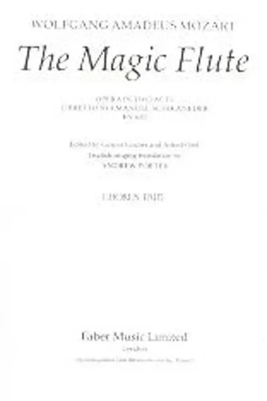 Wolfgang Amadeus Mozart The Magic Flute Gesang Solo