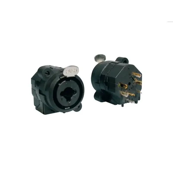 XLR chassis conn, female, 3-polig, zwart, combo model met 6,3mm female jack