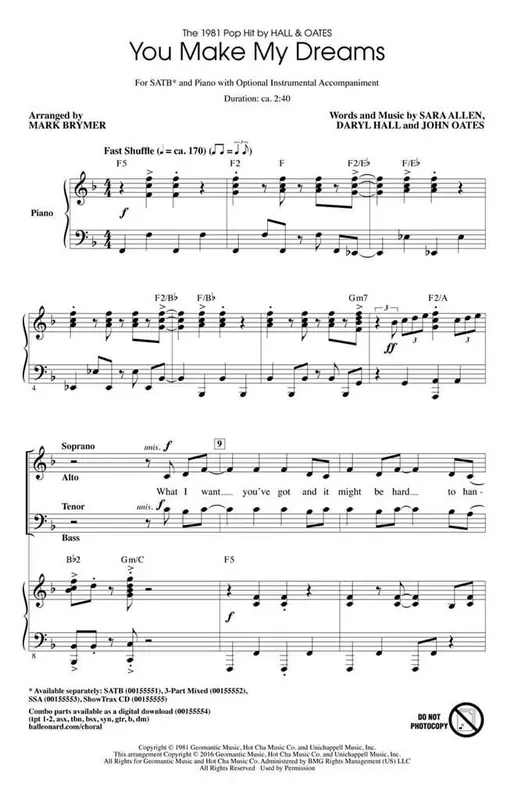 You Make My Dreams (Arr. Mark Brymer) Gemischter Chor mit Begleitung