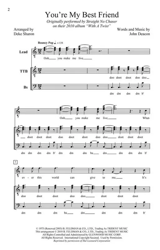 You‘re My Best Friend (Arr. Deke Sharon) Männerchor A cappella