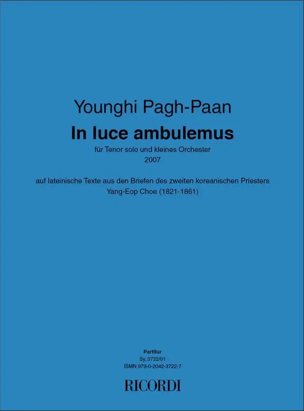 Younghi Pagh-Paan In luce ambulemus Gesang mit sonstiger Begleitung
