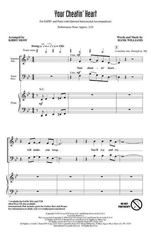 Your Cheatin‘ Heart (Arr. Kirby Shaw) Gemischter Chor mit Begleitung
