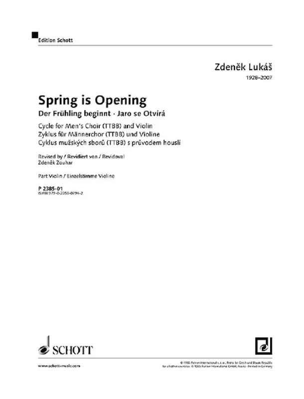 Zdenek Lukas Spring is Opening Männerchor mit Begleitung