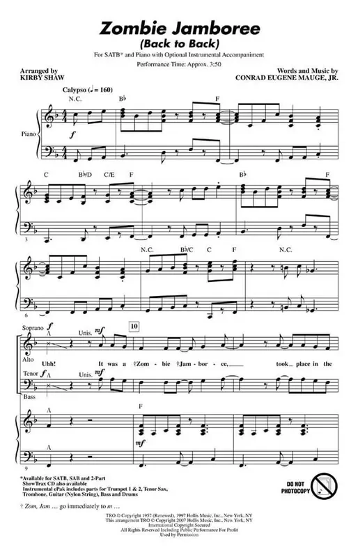 Zombie Jamboree (Back to Back) (Arr. Kirby Shaw) Gemischter Chor mit Begleitung
